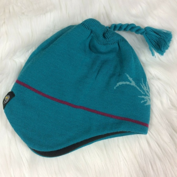 Mountain Hardwear 100% Wool Hat Cap Blue Tassel - Picture 4 of 8